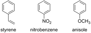 Formulas of Styrene, Nitrobenzene, and Anisole